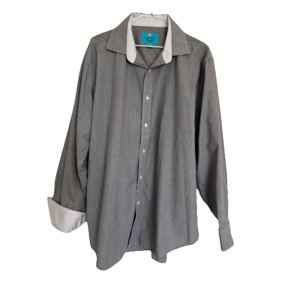 Christian Aujard Paris black and white check button front shirt size XL